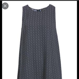 Halogen Women Sleeveless Round Neck A-line Polka Dots Navy Blue Dress